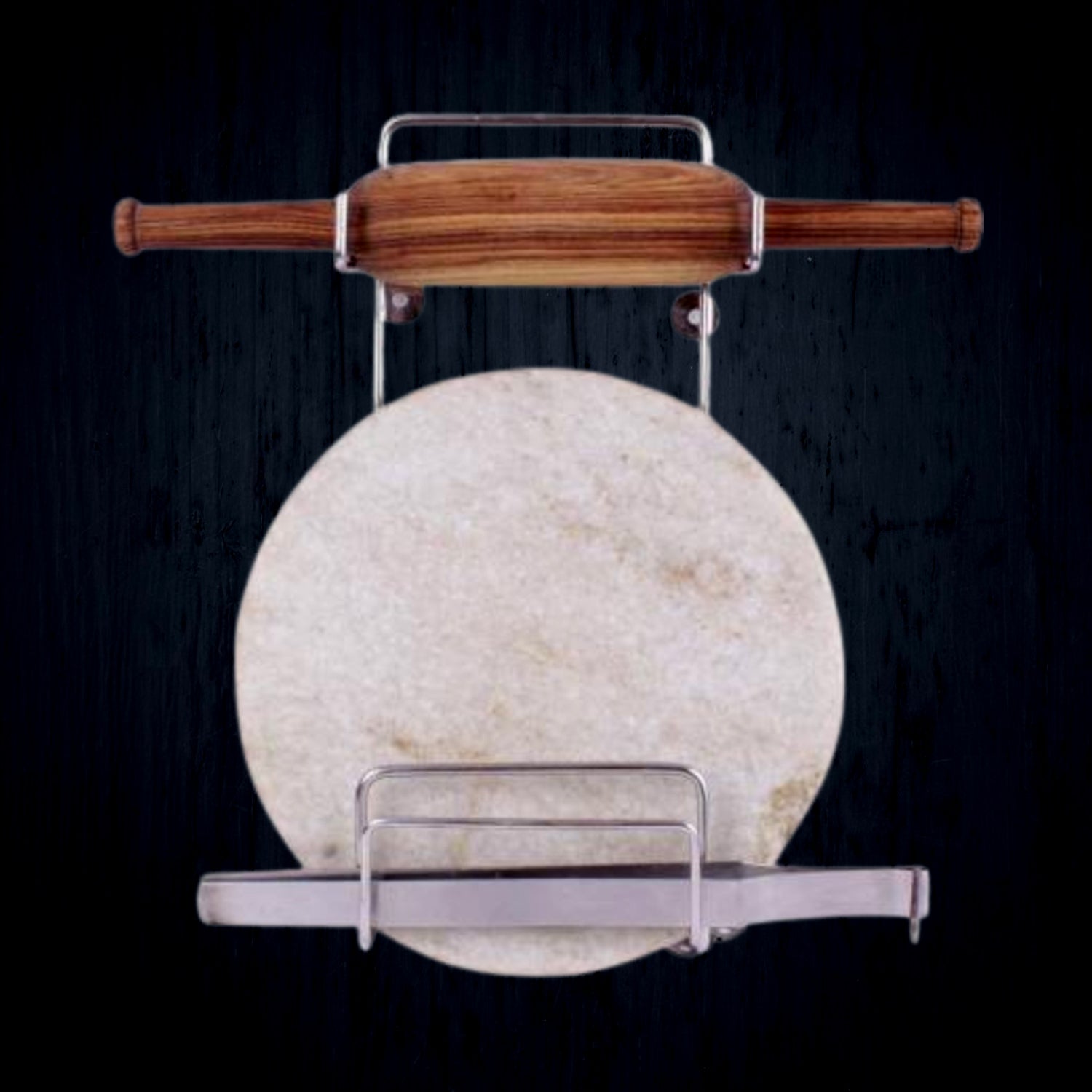 5552 Chakla Belan Chimta Stand Rolling Pin Board Tong Holder Silver Stainless Steel Multi-purpose Rack For Kitchen (1 Pc ) 5552 Chakla Belan Chimta Stand Rolling Pin Board Tong Holder Silver Stainless Steel Multi-purpose Rack For Kitchen (1 Pc )